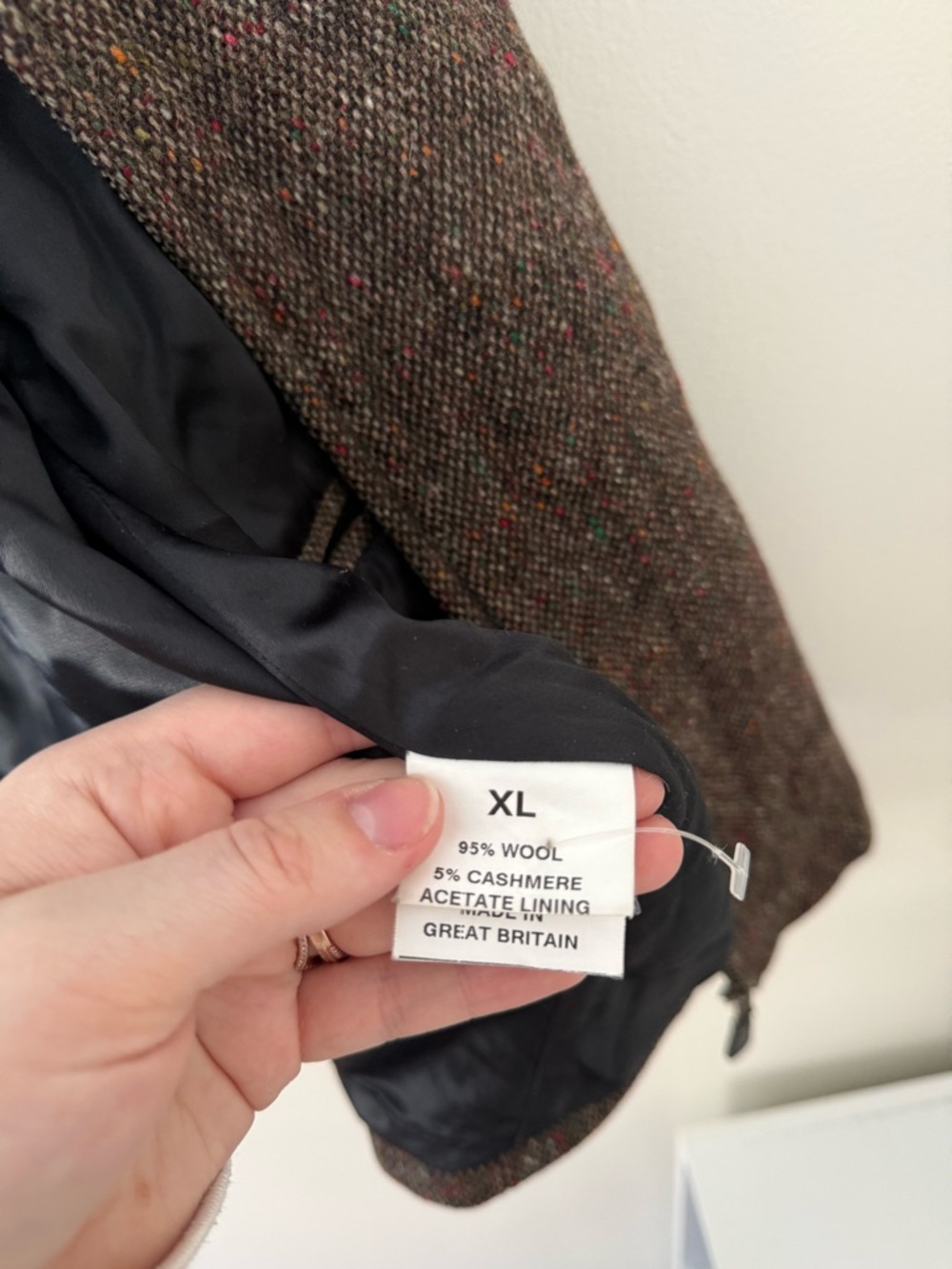 Vintage Peter James Men's XL Brown Wool Cashmere Zip-Up Jacket Sweater Luxury - Picture 8 of 16
